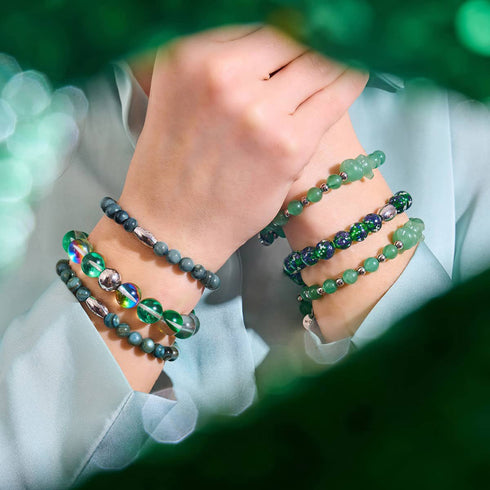 Smaragdmond | 925 Sterling Silber | Galaxy Glas Statement Armband